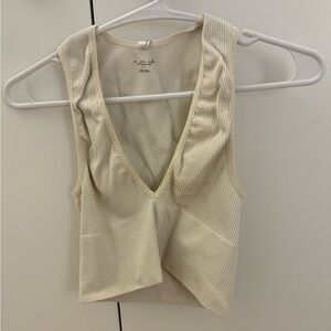 Urban Outfitters white Ribbed Tank Top v neck